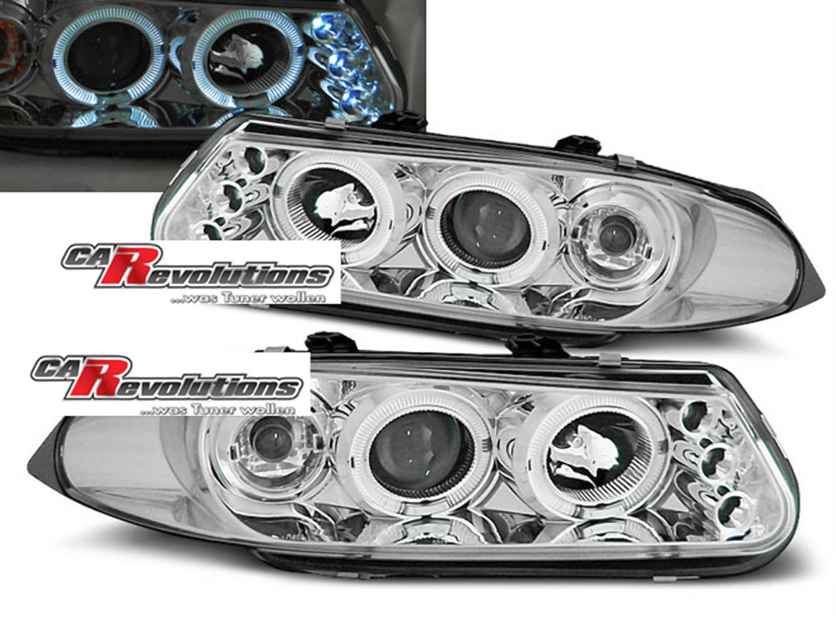 Angel Eyes Scheinwerfer chrom für Rover 200 1995-2001, LED-Scheinwerfer Tuning Zubehör