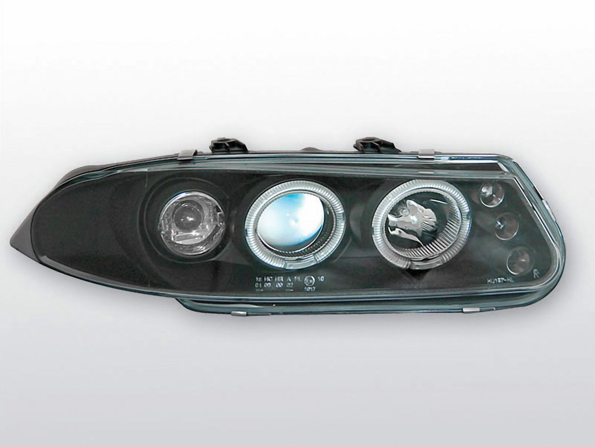 Schwarzer LED-Scheinwerfer mit Ringlicht für Audi A4 B6/B7, Tuning Scheinwerfer mit Tagfahrlicht-Optik