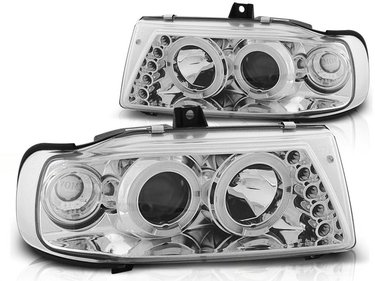 LED Angel Eyes Scheinwerfer Set in chrom für Seat Ibiza / Cordoba/ Polo VARIANT, SEDAN 10.93-08.1999