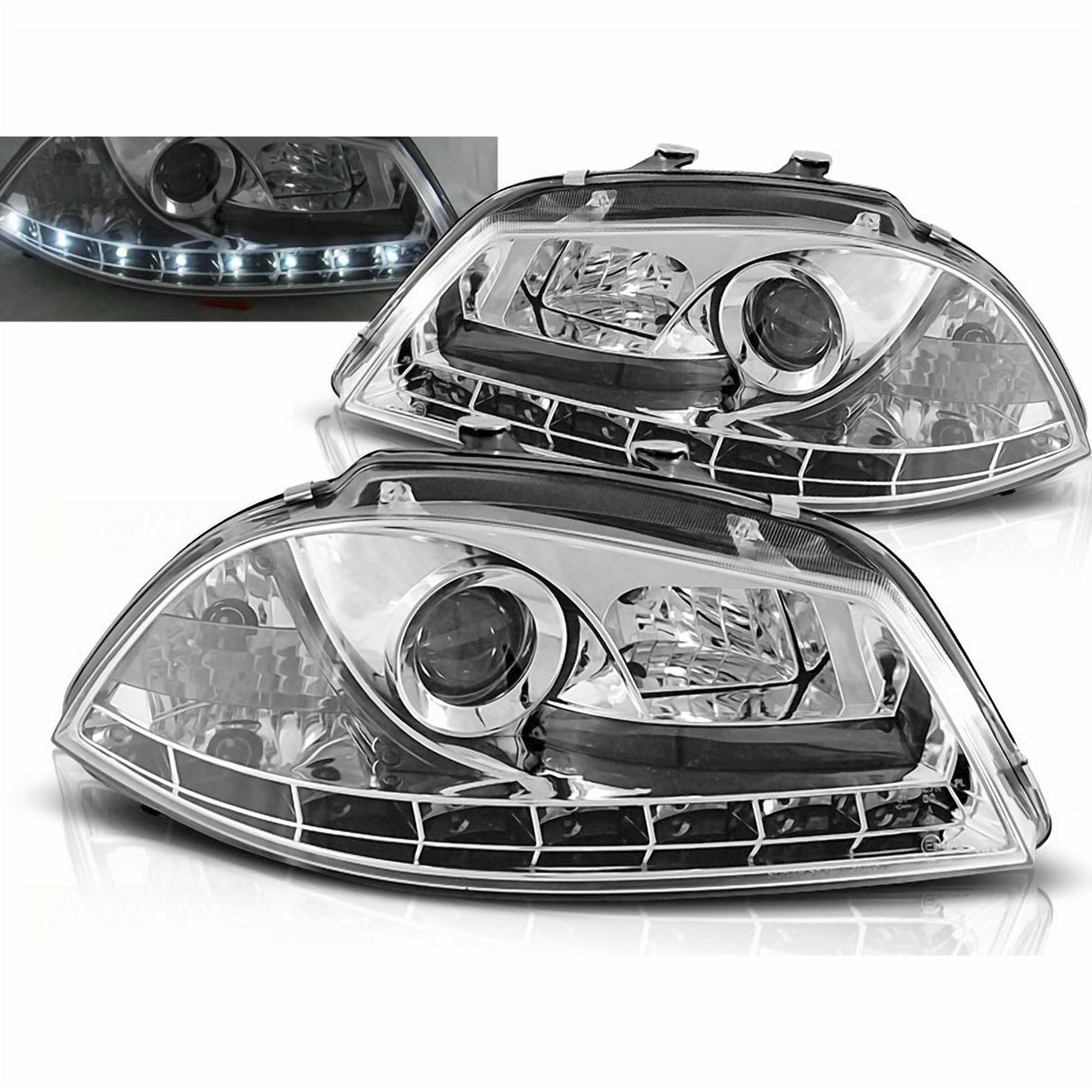 Led Scheinwerfer Set in chrom für Seat Ibiza 6L 04.02-2008