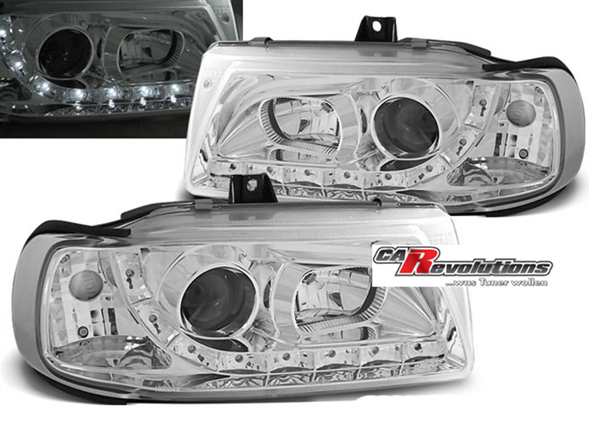 Led Scheinwerfer Set in chrom für Seat Ibiza 6K 10.93-08.1999