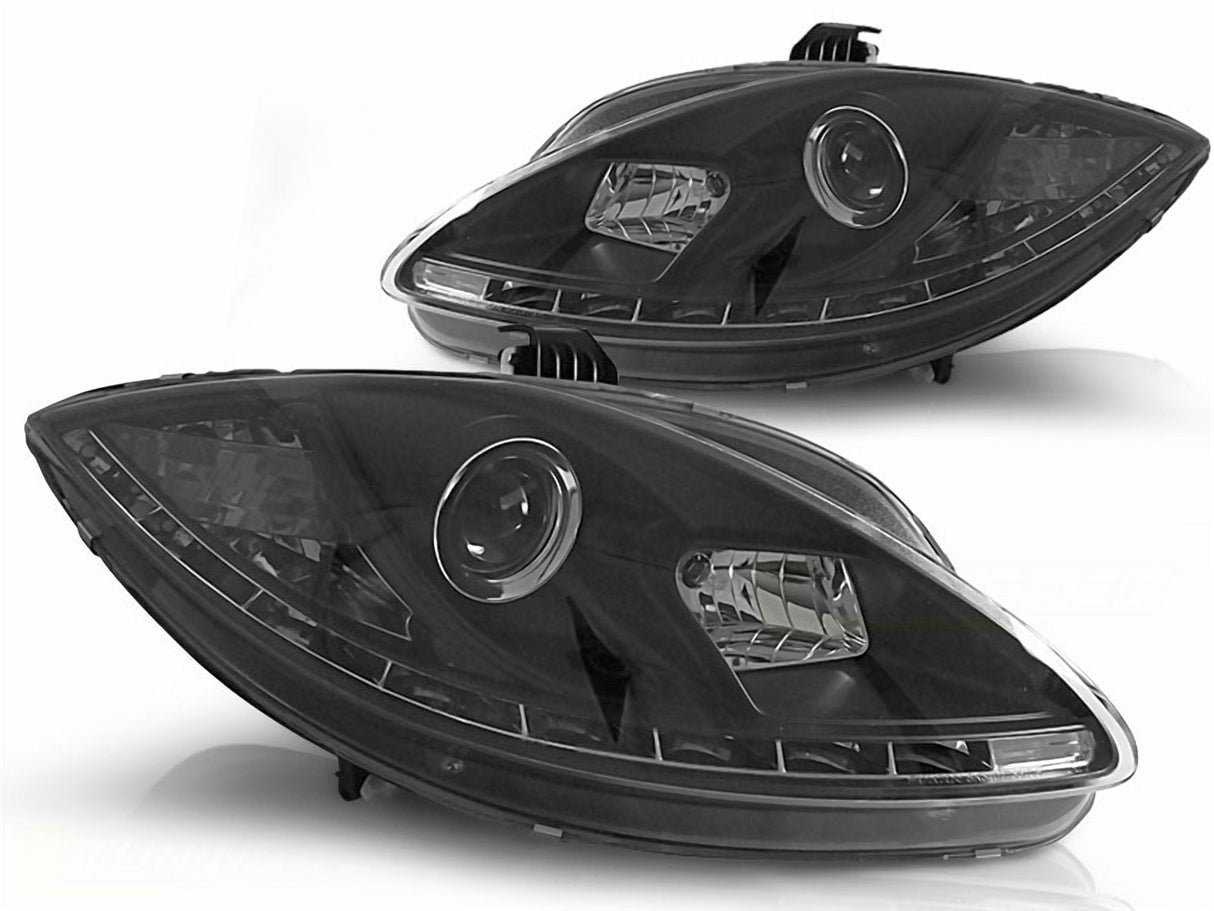 Led Tagfahrlicht Scheinwerfer in schwarz für Seat Leon 1P Facelift 09-12