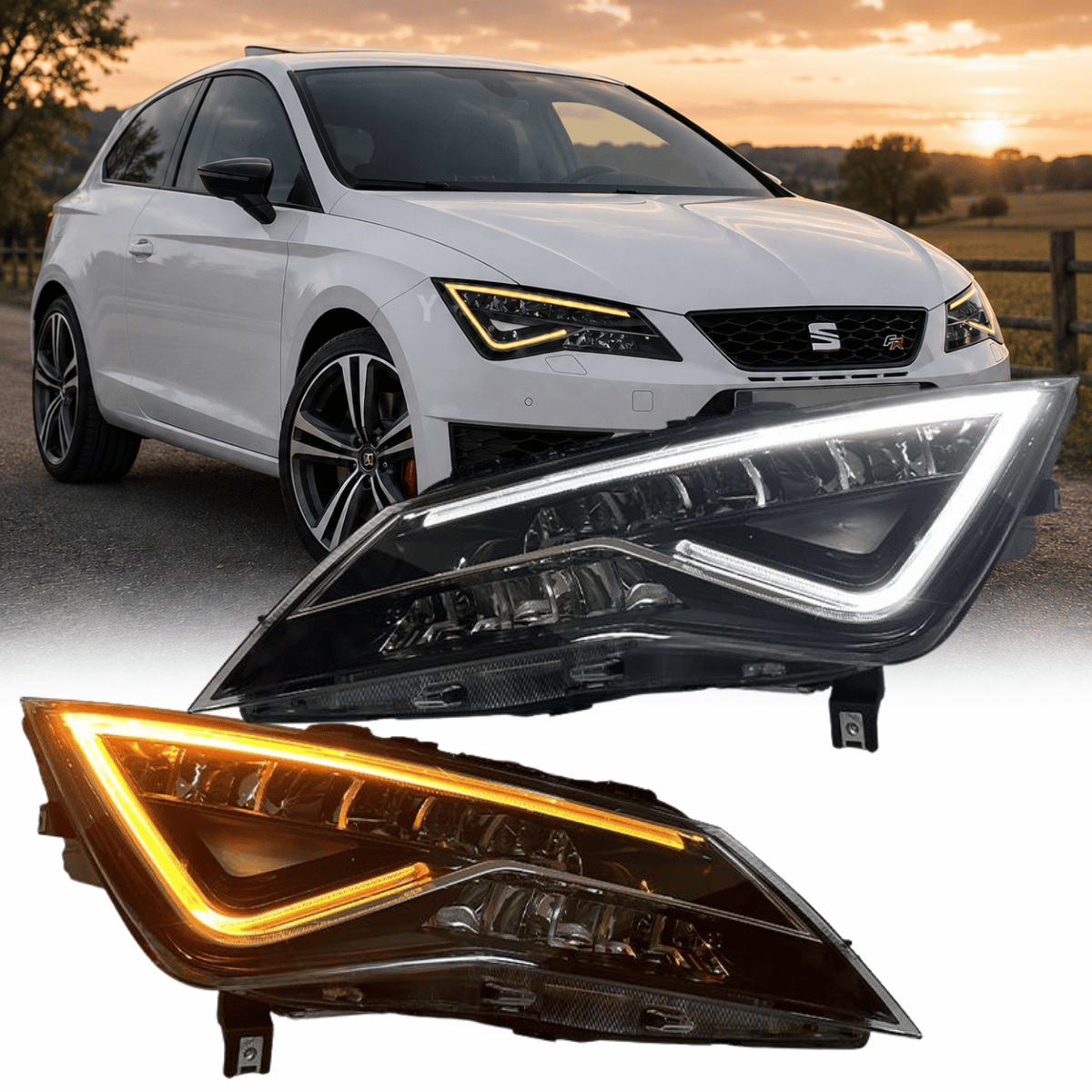Voll LED Scheinwerfer Set für Seat Leon 5F 2012-2020 schwarz