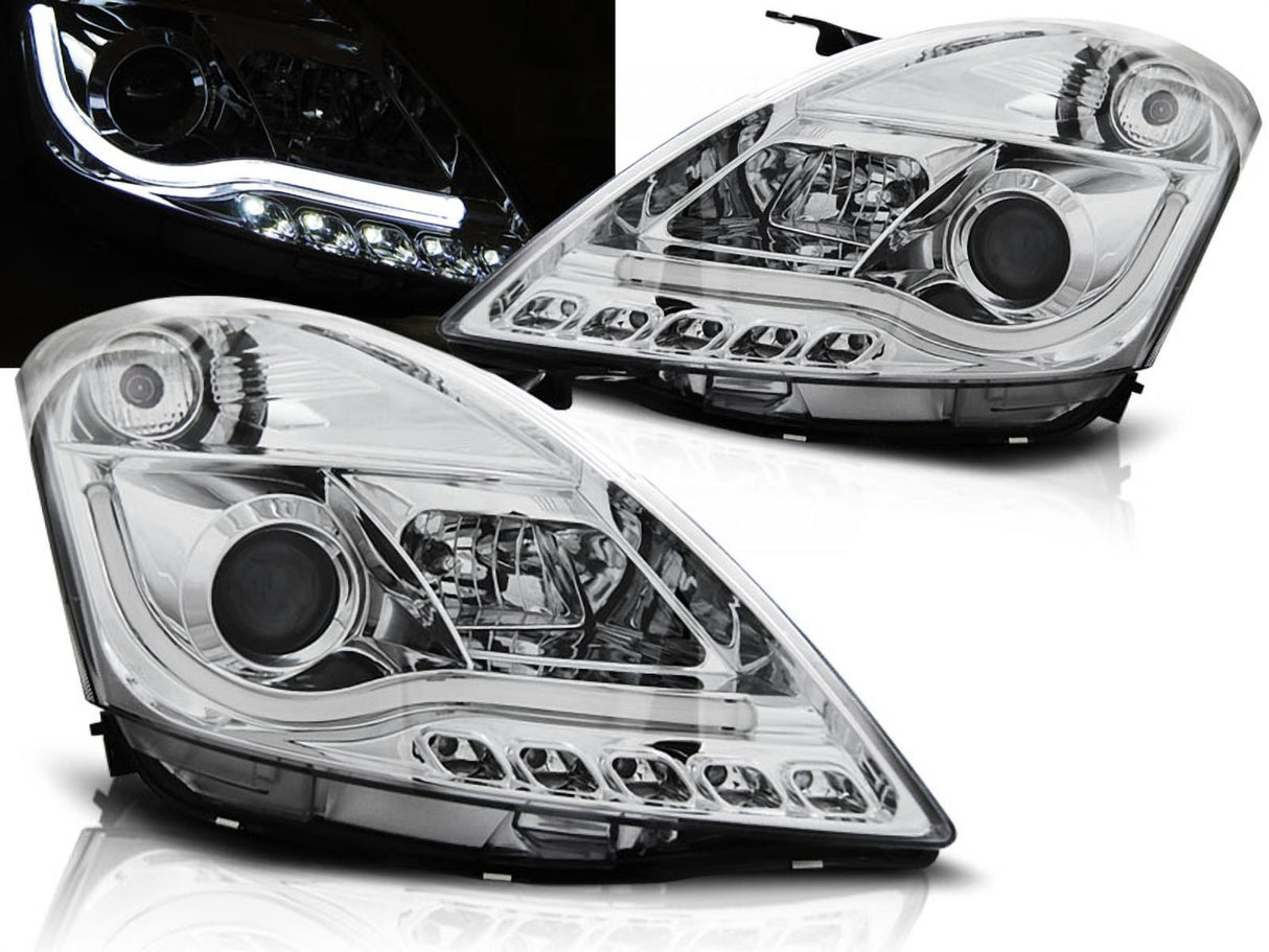 Light Tube Scheinwerfer Set chrom für Suzuki Swift V 2010-2016