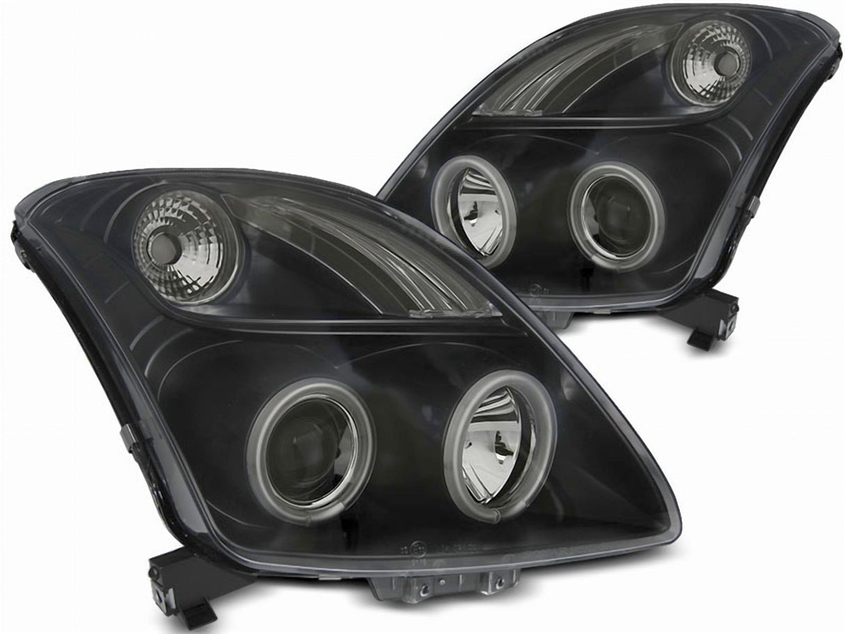 Angel Eyes Scheinwerfer Set in schwarz für Suzuki Swift 05.2005-2010 CCFL