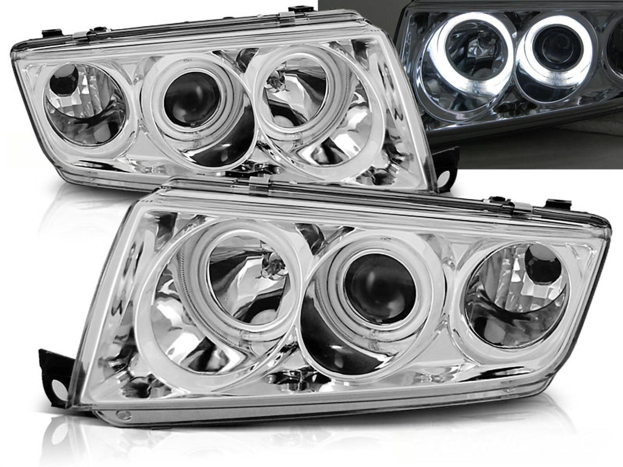 CCFL Angel Eyes Scheinwerfer Set in chrom für Skoda Fabia I 12.99-2008