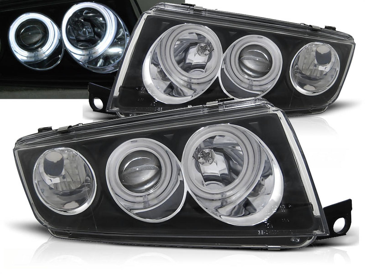 CCFL Angel Eyes Scheinwerfer Set in schwarz für Skoda Fabia I 12.99-2008