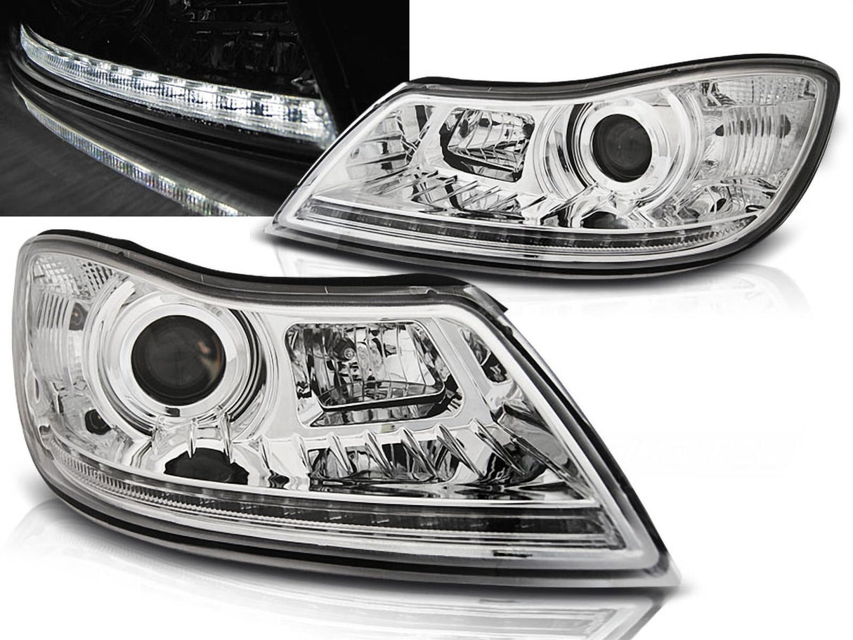 Led Scheinwerfer Set in chrom für Skoda Octavia 2009-2012