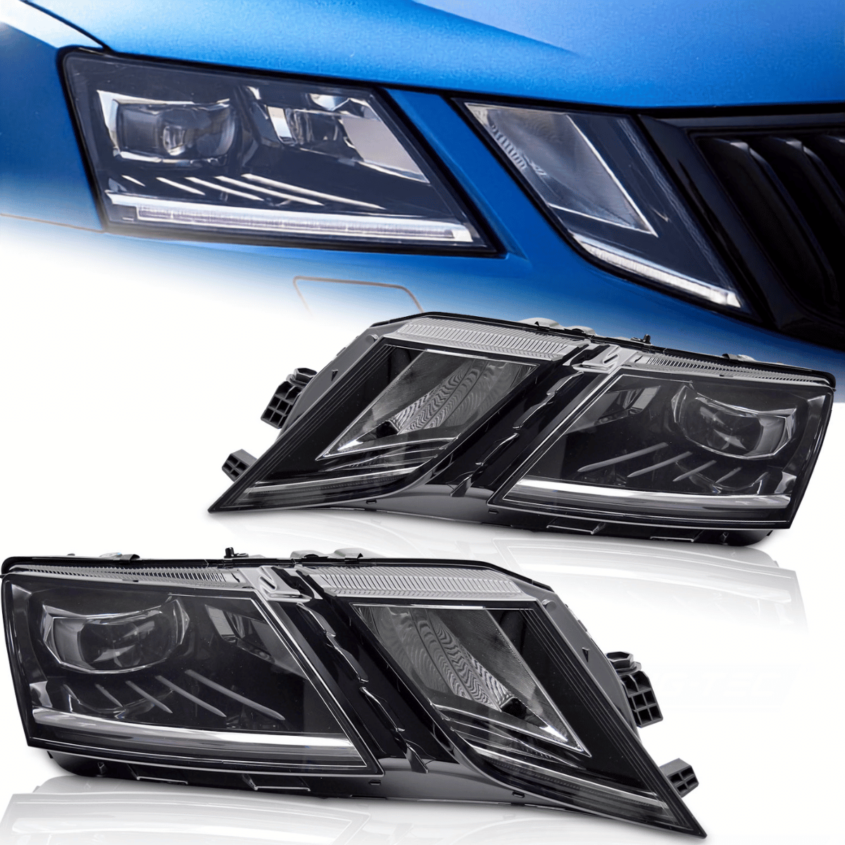 Voll LED Scheinwerfer Set für Skoda Octavia 5E FL 11/2016-2020 mit Tagfahrlicht