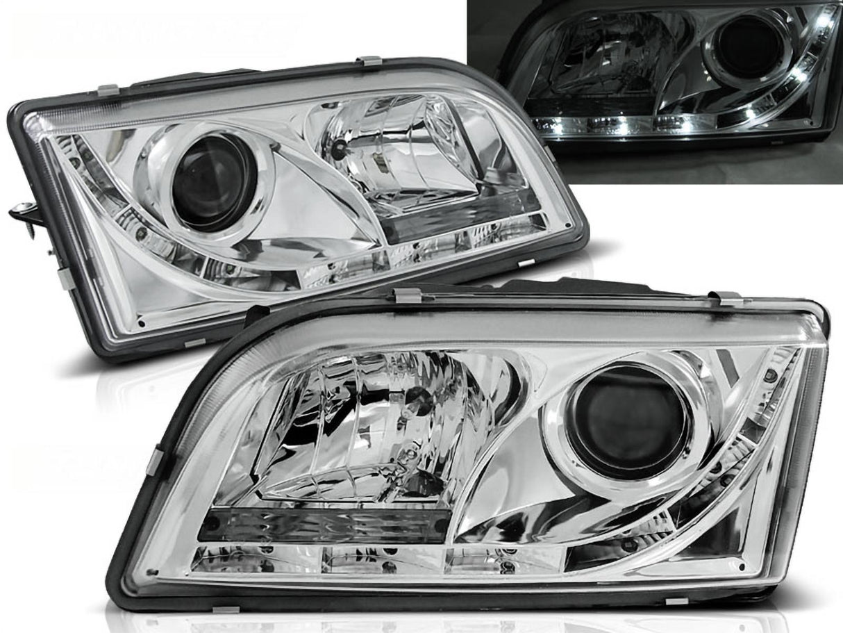 Chrom LED Scheinwerfer Set für Volvo S40 V40 96-03, Tuning Scheinwerfer