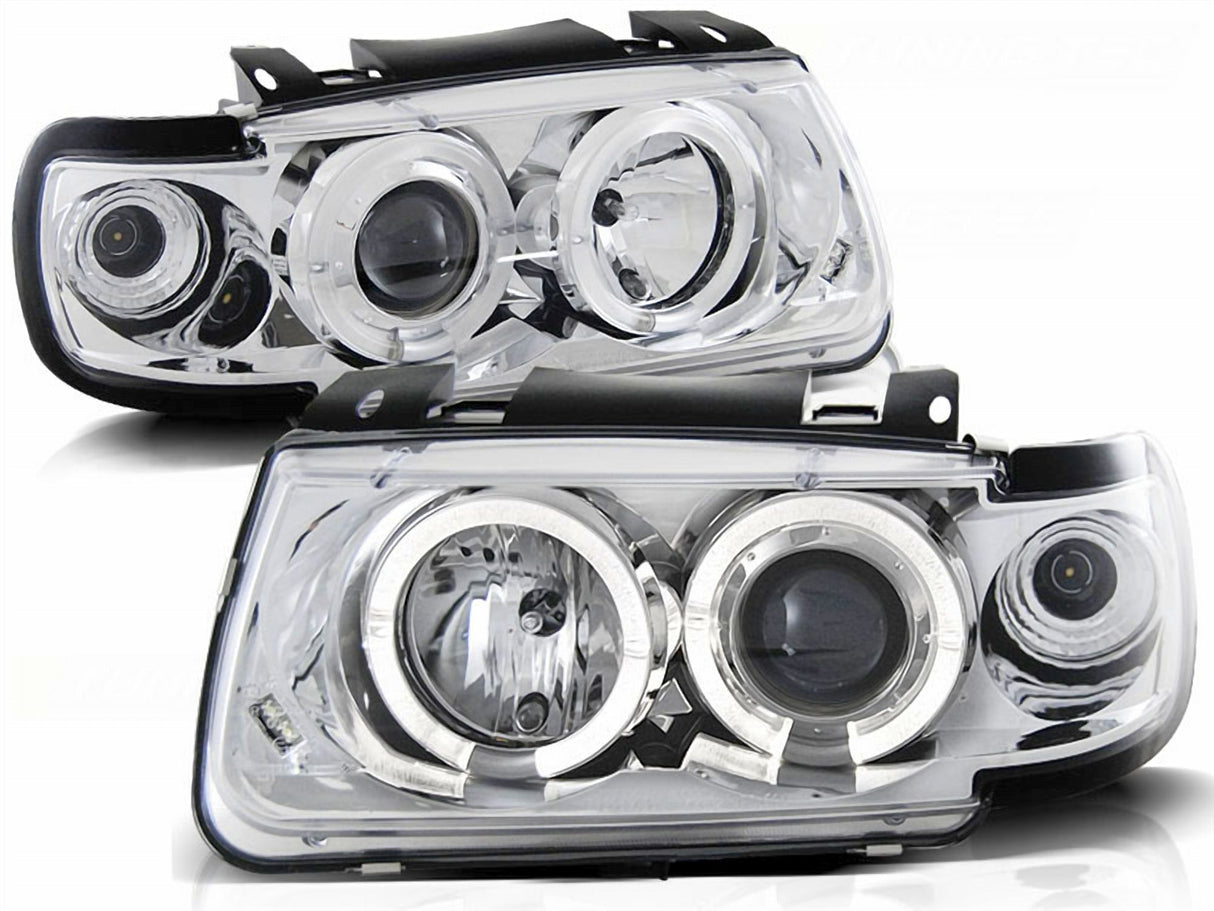 Chrom LED Angel Eyes Scheinwerfer VW Polo 6N 1995-1998, Tuning Scheinwerfer