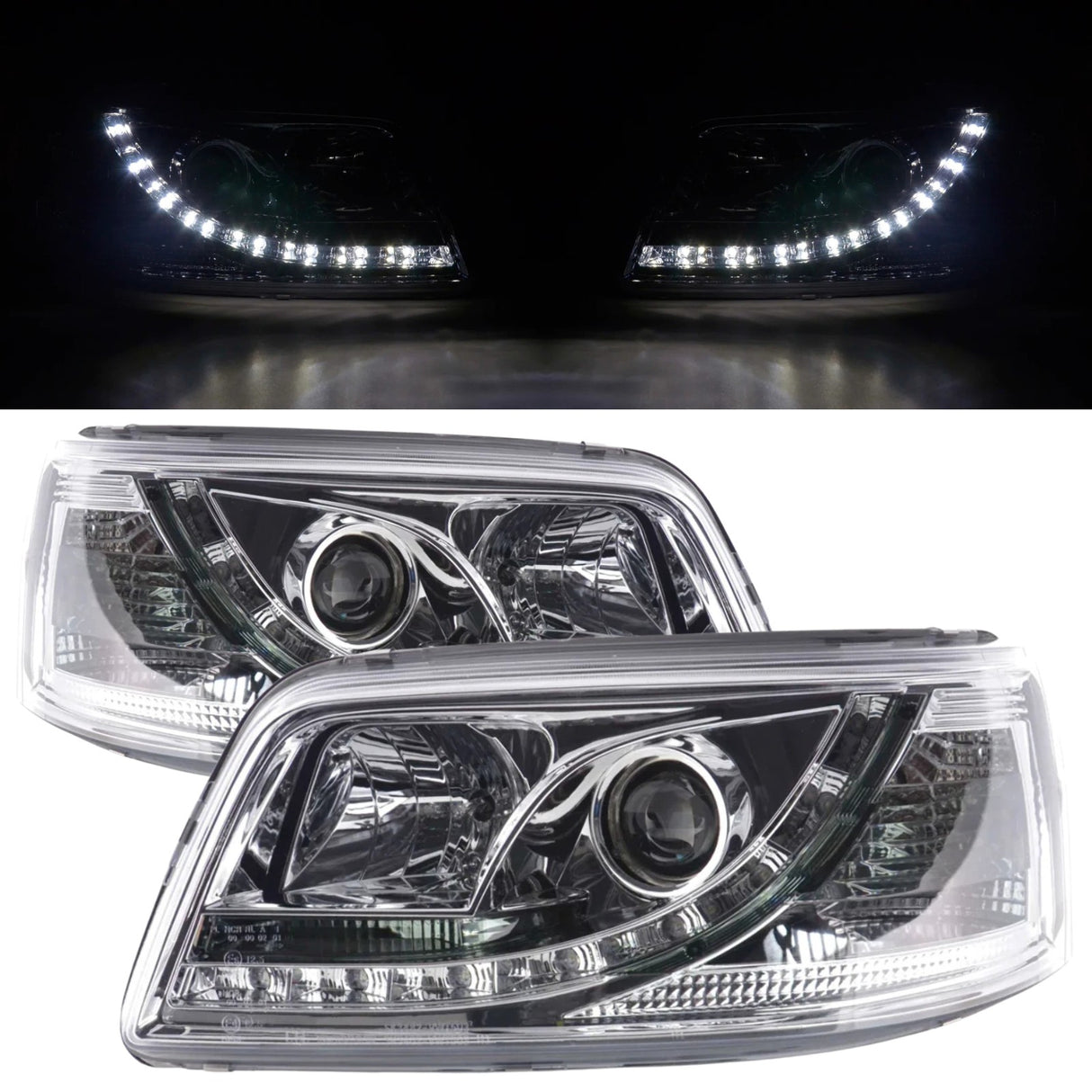 Led Scheinwerfer Set chrom für VW T5 Bus Transporter Multivan Setpreis 2003-2009