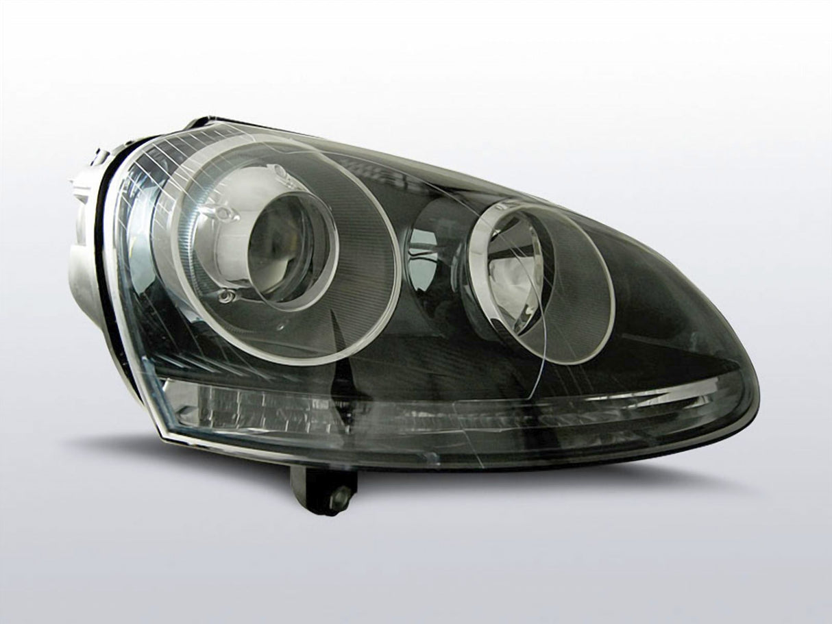 Schwarzer LED-Scheinwerfer für VW Golf 5 mit Klarglas und integrierten Lichtern, Tuning-Scheinwerfer für Ihr Fahrzeug