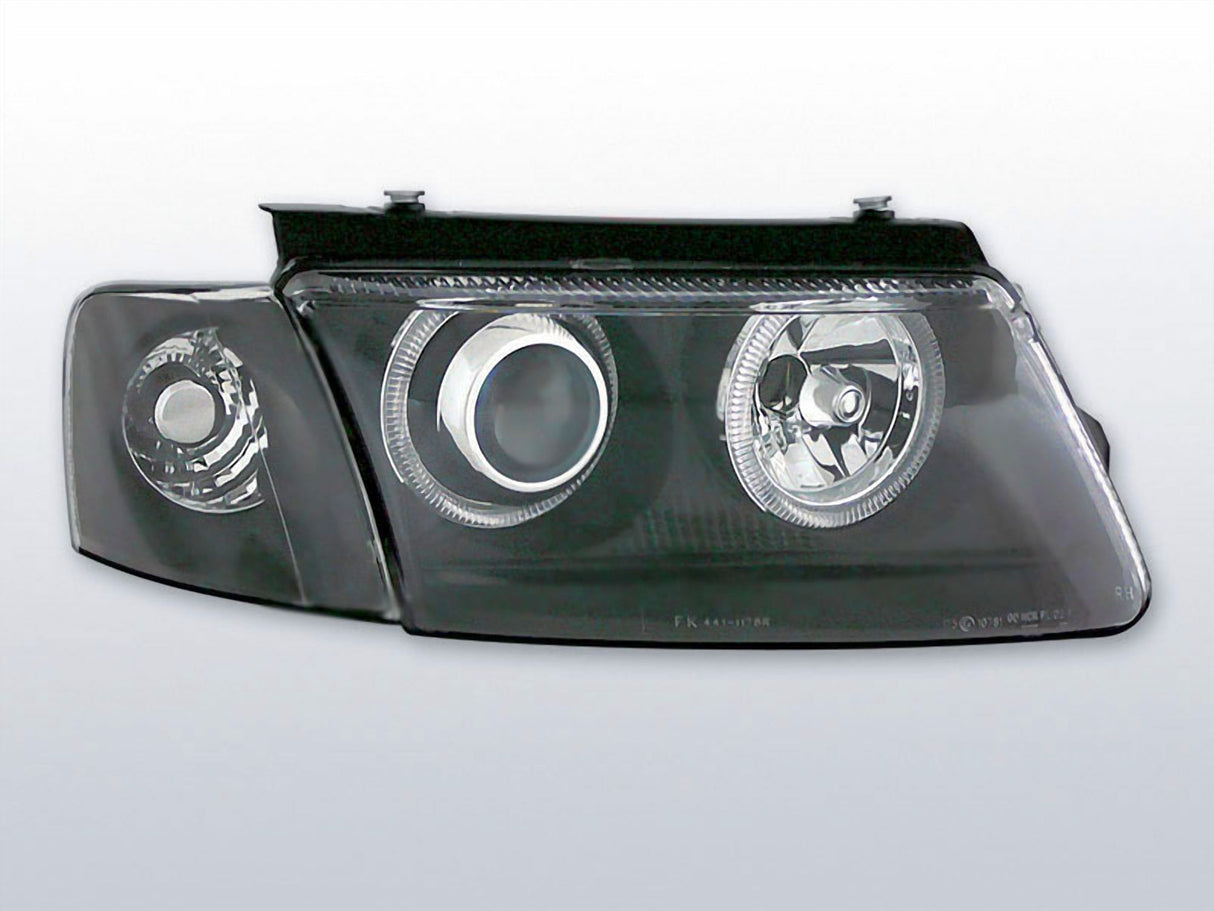 Schwarzer Scheinwerfer mit Ringoptik für VW Golf 3, LED-Scheinwerfer Tuning Zubehör