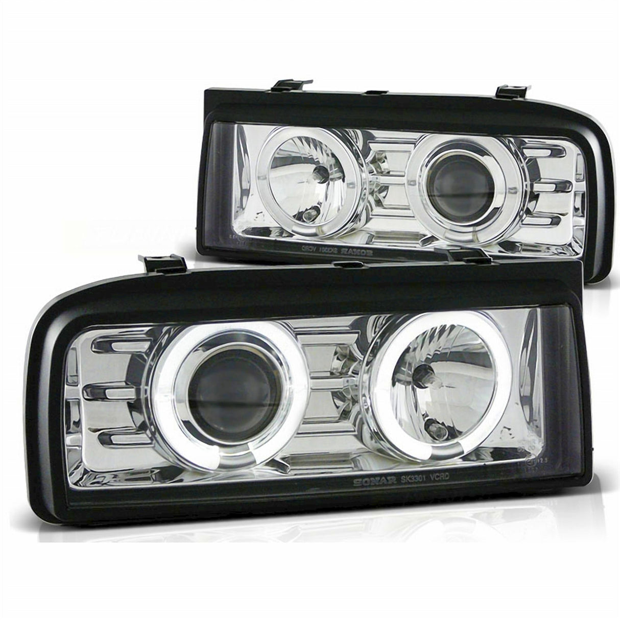LED Angel Eyes Scheinwerfer Set in chrom für VW Corrado 53i 1988-1995
