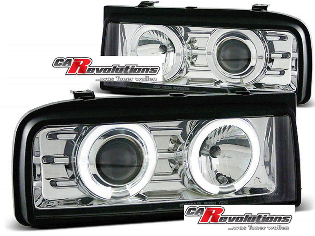 LED Angel Eyes Scheinwerfer Set in chrom für VW Corrado 53i 1988-1995