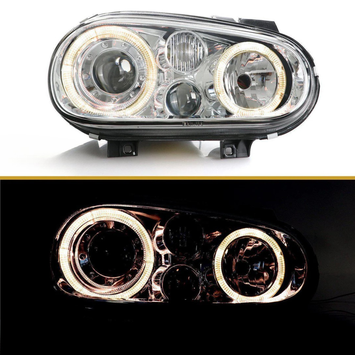 Angel Eyes Scheinwerfer Set für VW Golf 4 Typ 1J Bj. 1998-2003 chrom H3 Nebelscheinwerfer