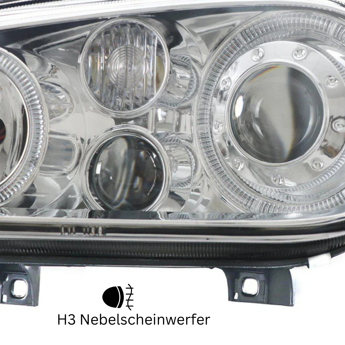 Angel Eyes Scheinwerfer Set für VW Golf 4 Typ 1J Bj. 1998-2003 chrom H3 Nebelscheinwerfer