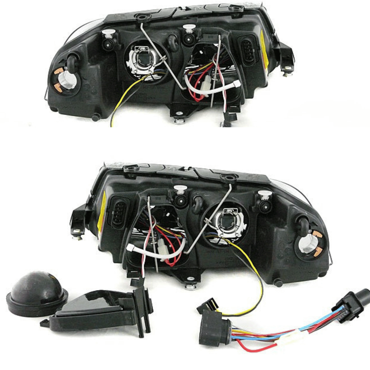 LED Scheinwerfer für BMW E46 mit Kabelbaum und Abdeckungen, KFZ Tuning Zubehör