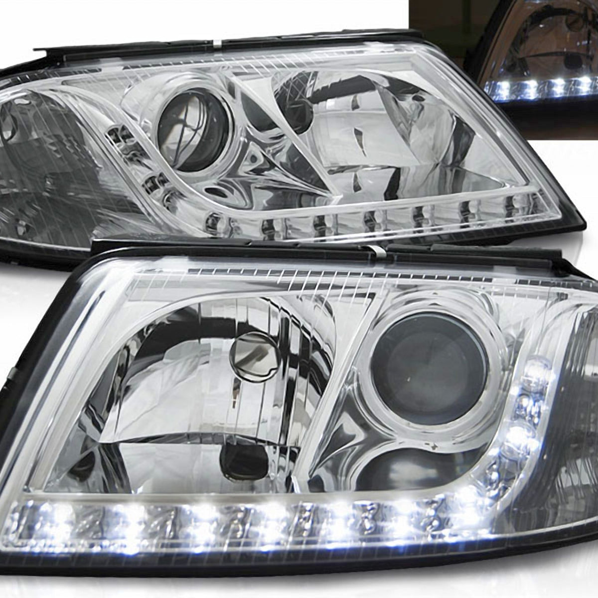 Pair of Rear Lights V Passat 3BG Estate 2001 to 2002 Chrome LED-33832526
