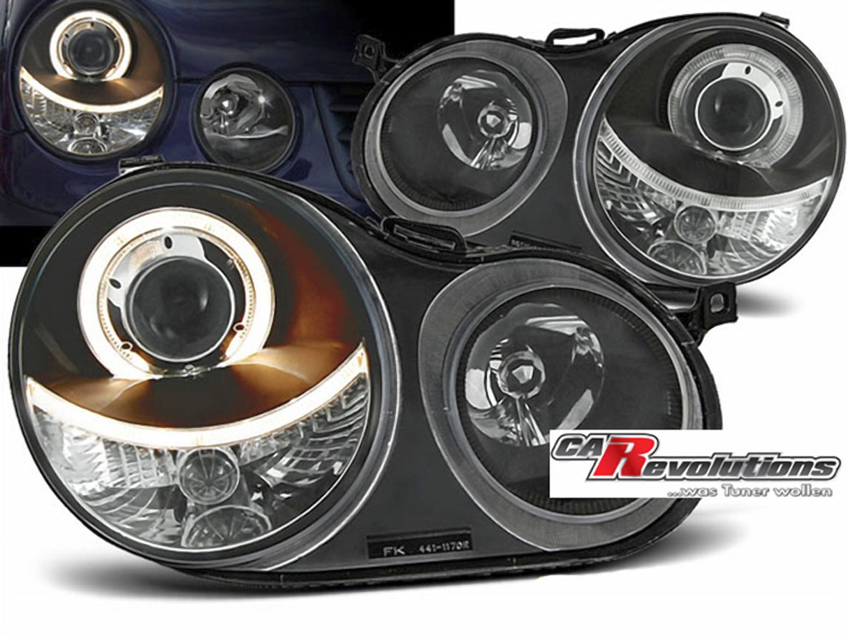 Angel Eyes Scheinwerfer Set in schwarz für VW Polo 9N 11.01-04.05