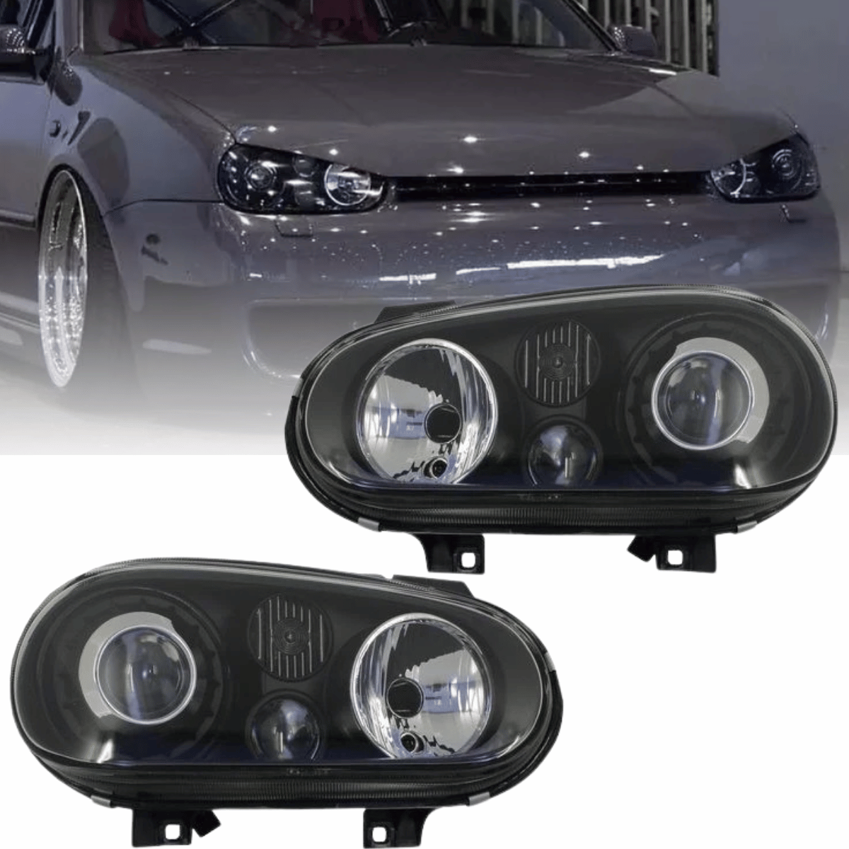 Scheinwerfer Set für VW Golf 4 IV R32 look schwarz 09.1997-09.2003
