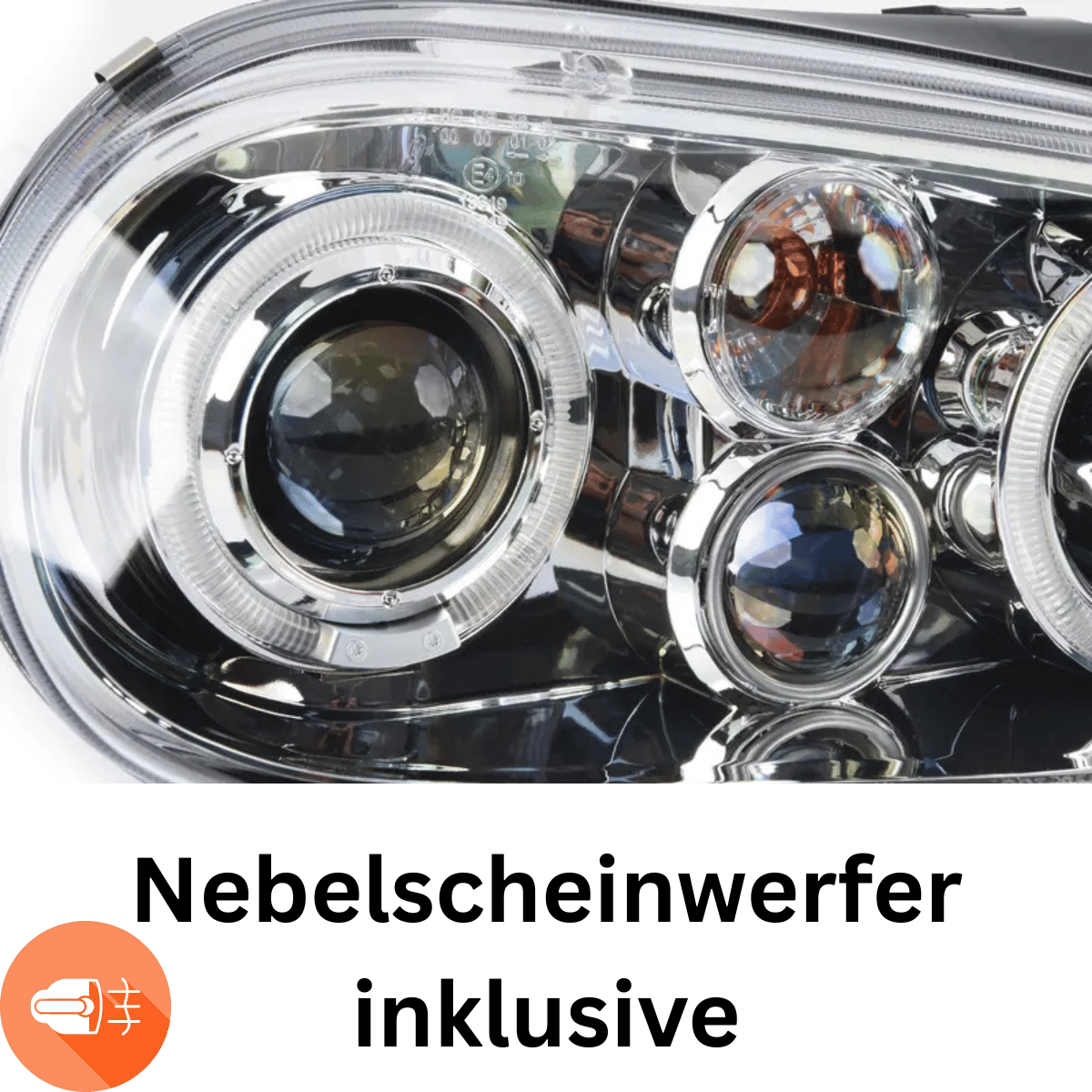 LED Angel Eyes Scheinwerfer Set Chrom für VW Golf 4 09.1997–09.2003 mit Nebellicht