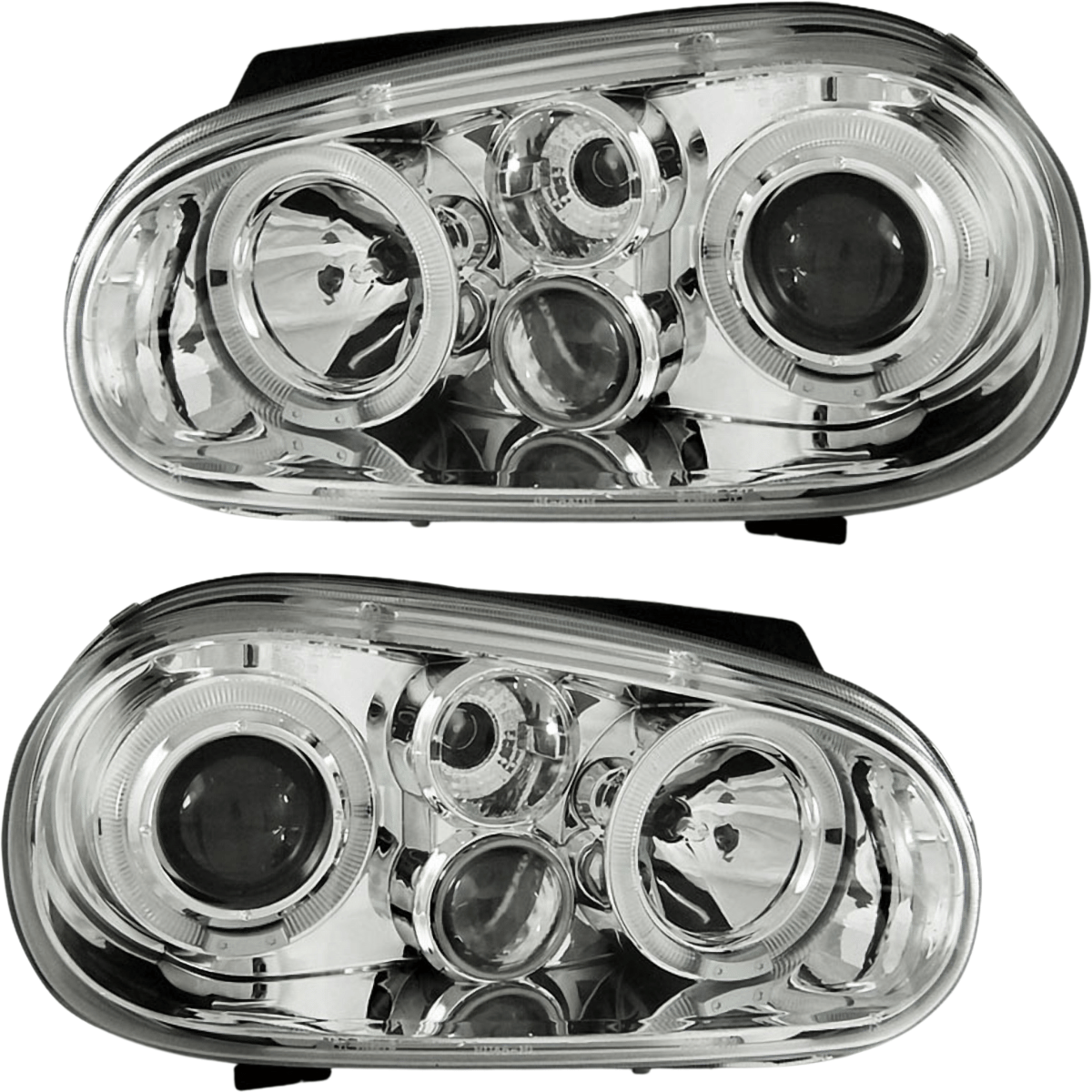 LED Angel Eyes Scheinwerfer Set Chrom für VW Golf 4 09.1997–09.2003 mit Nebellicht