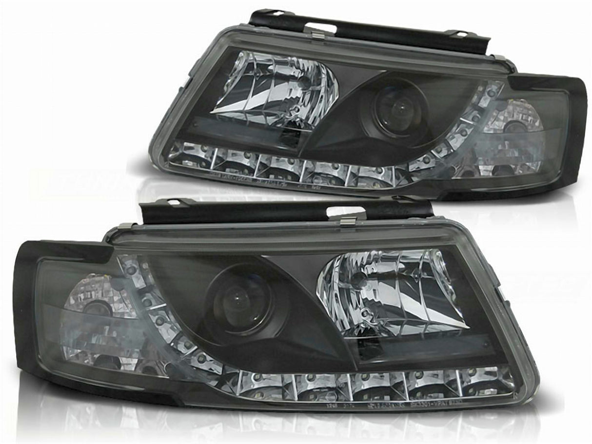 Schwarze LED Scheinwerfer für VW Passat 3B B5 1996-2000 mit Tagfahrlicht-Optik