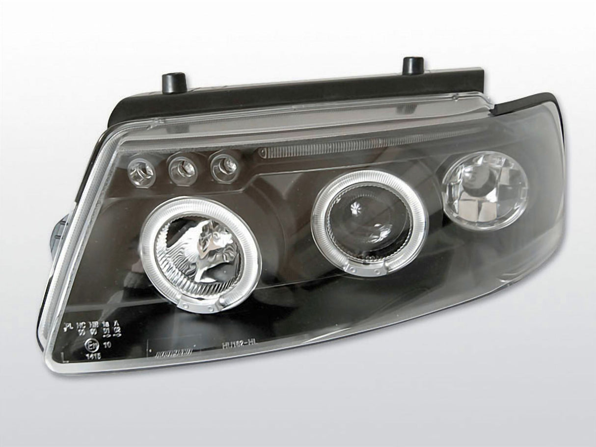 Schwarzer LED Scheinwerfer für VW Golf 4 mit Tagfahrlicht Ringen, Tuning Scheinwerfer