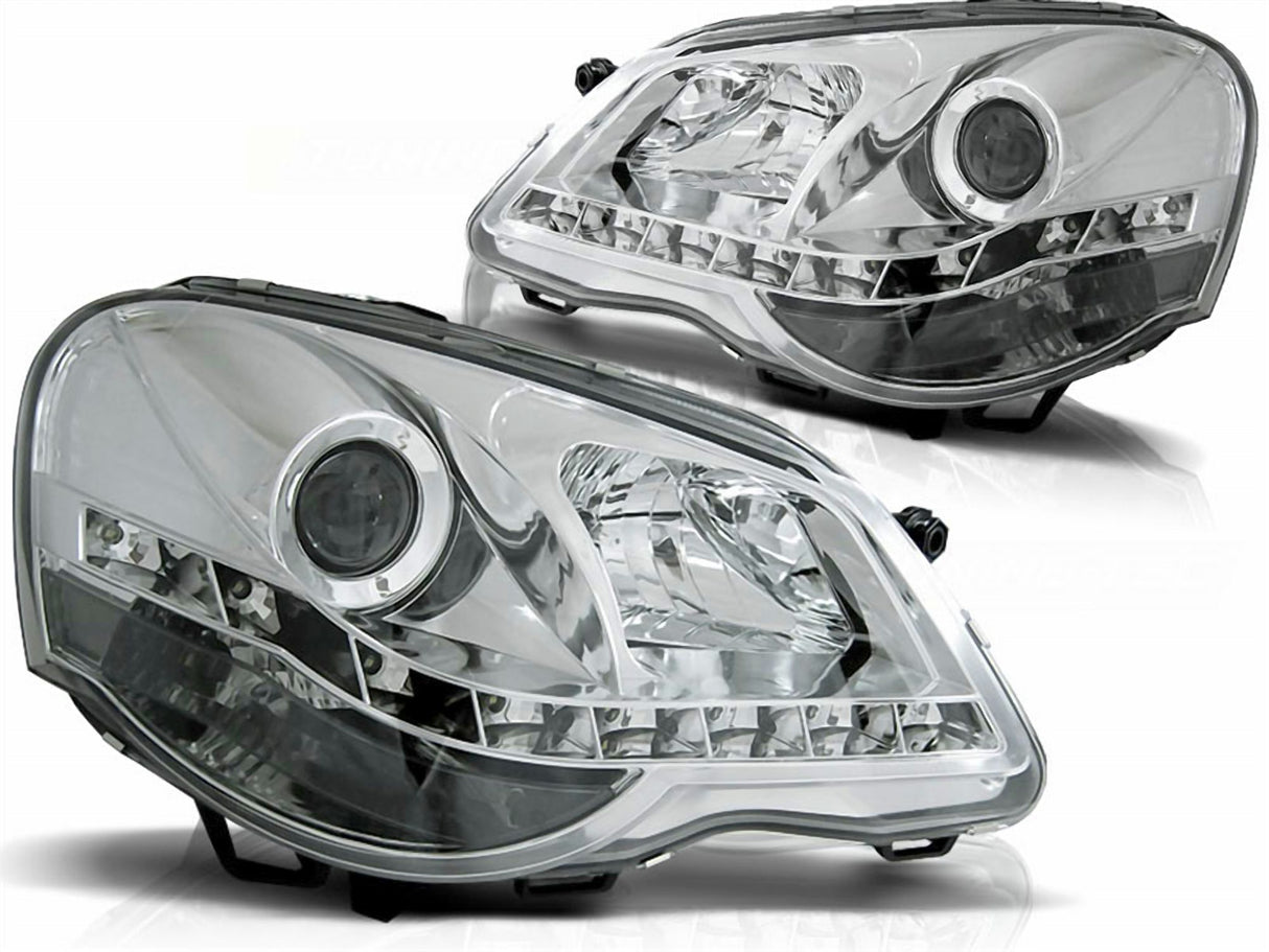 Led Scheinwerfer Set in chrom für VW Polo 9N3 04.2005-2009
