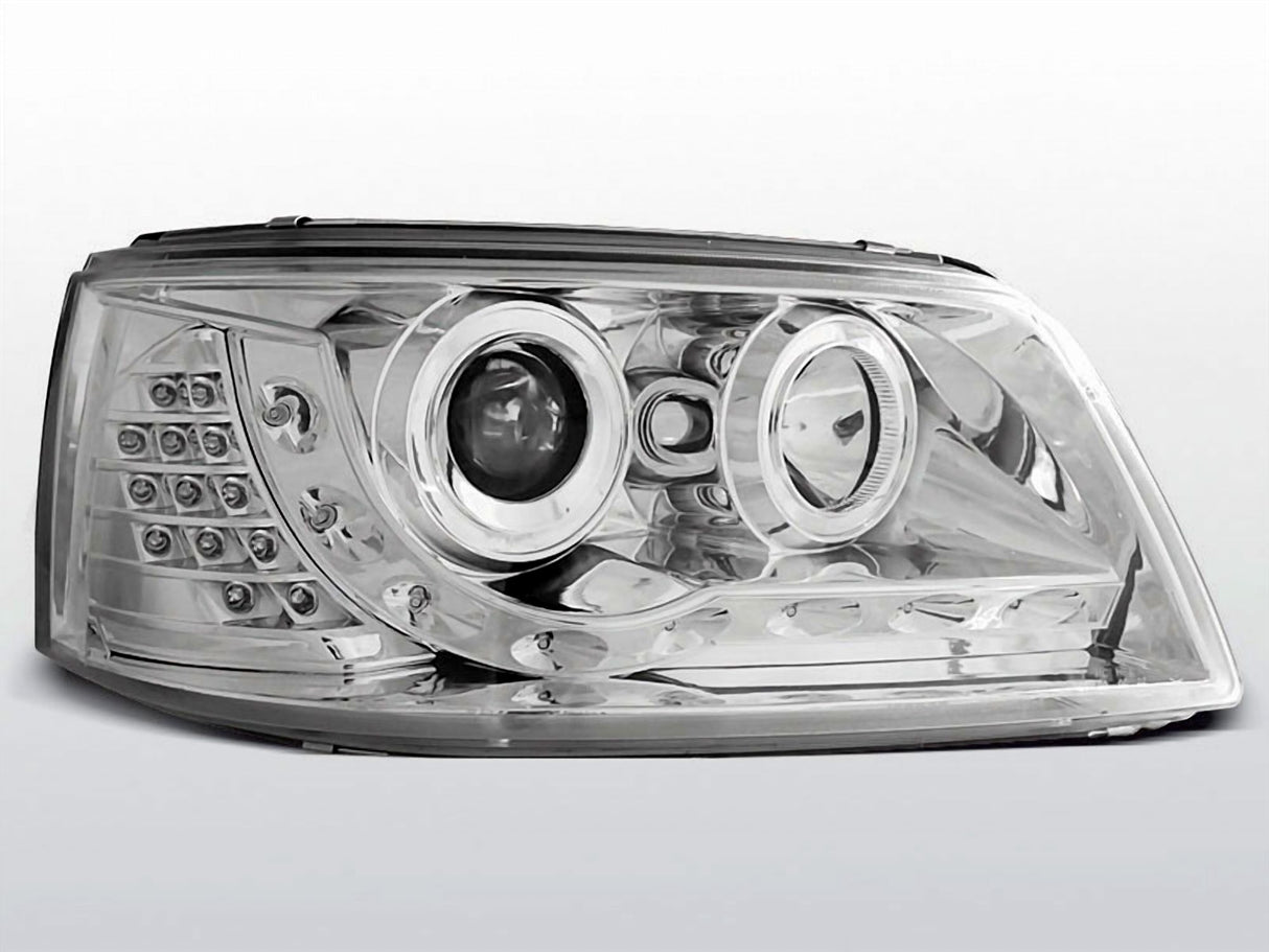 LED Scheinwerfer für VW Passat B6 mit Tagfahrlicht und Ringlicht, Chrom