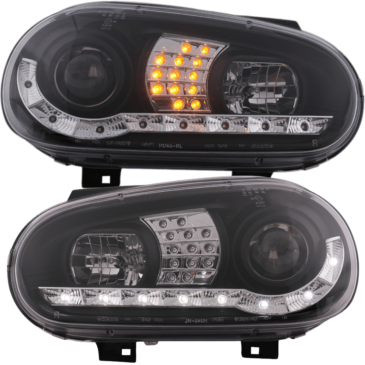 Scheinwerfer Set in schwarz für VW Golf IV 09.1997-09.2003 LED Blinker LED Standlichtleiste