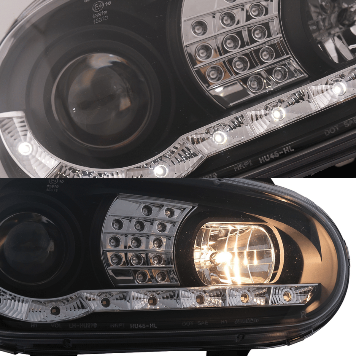 Scheinwerfer Set in schwarz für VW Golf IV 09.1997-09.2003 LED Blinker LED Standlichtleiste