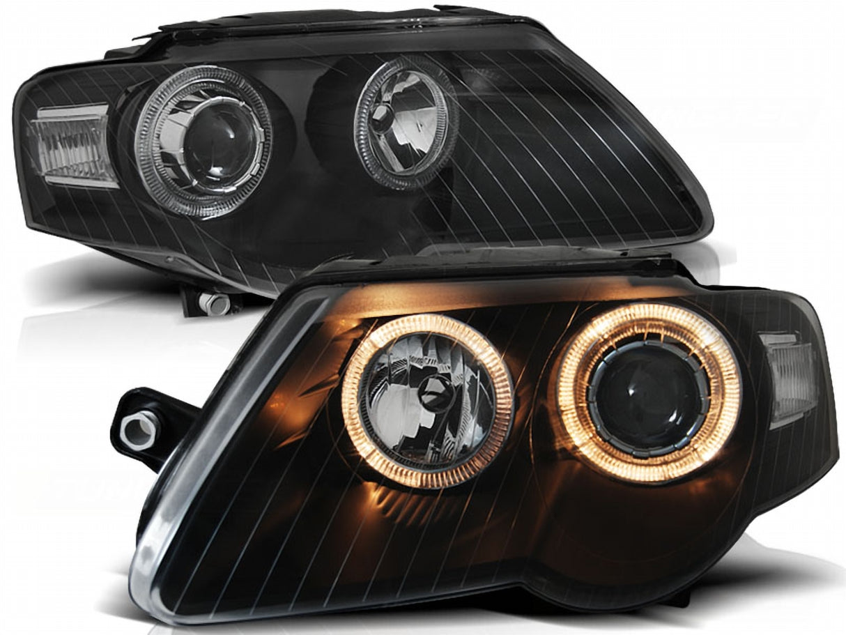 Angel Eyes Scheinwerfer Set für VW Passat 3C schwarz inkl Motor 03.05-2010