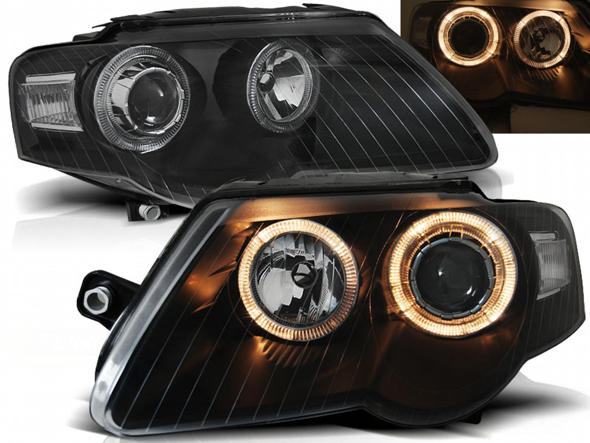 Angel Eyes Scheinwerfer Set für VW Passat 3C schwarz inkl Motor 03.05-2010