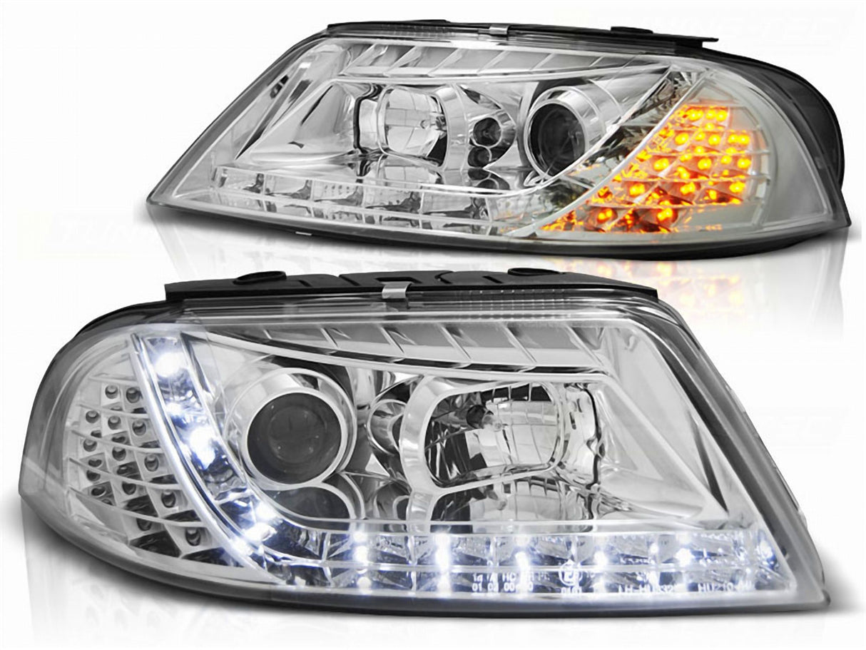 LED Scheinwerfer für VW Passat B5 mit Tagfahrlicht und Blinker, Chrom