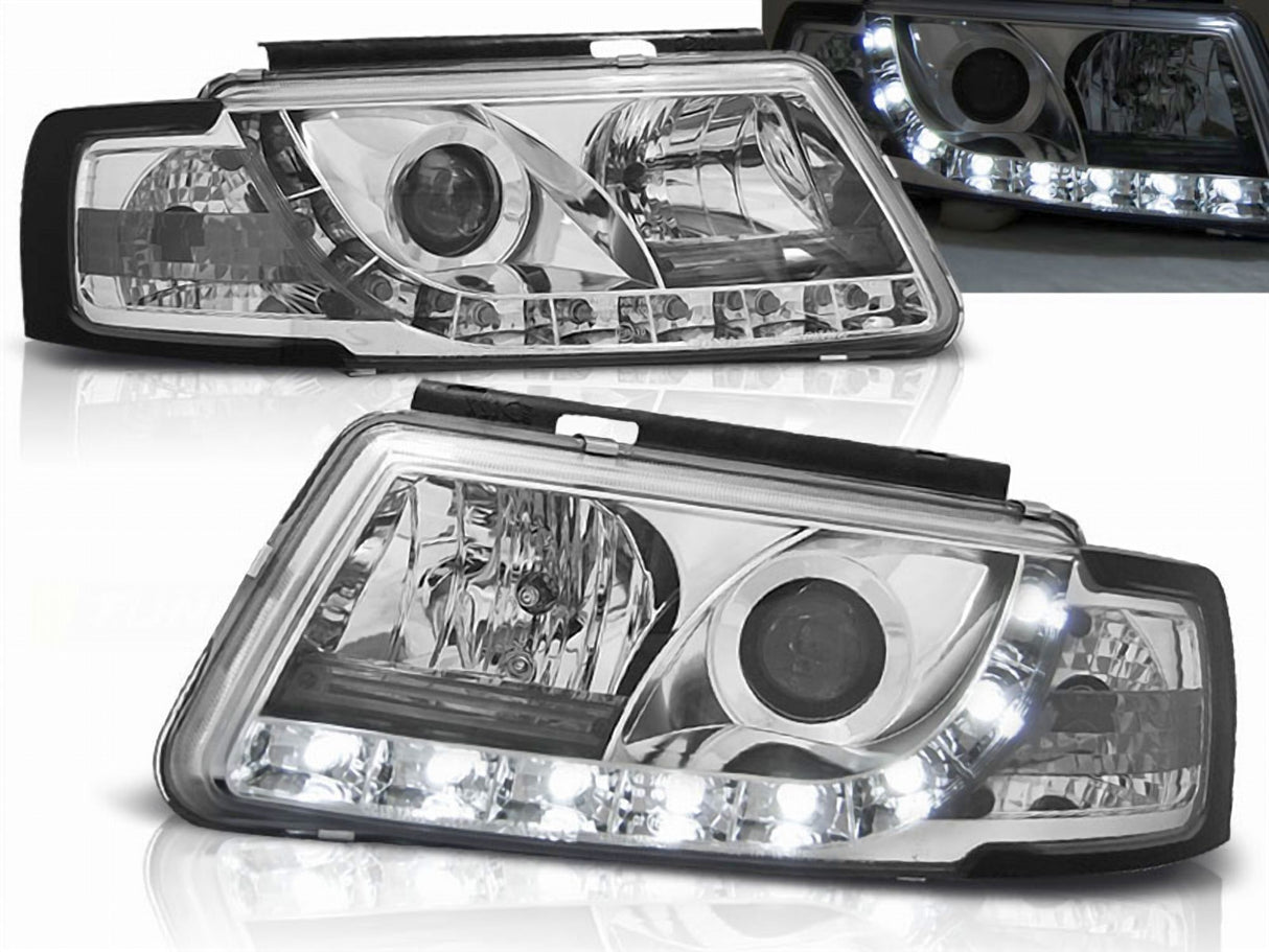 Chrom LED Scheinwerfer für VW Passat 3B 11.1996-08.2000 mit Tagfahrlicht Funktion