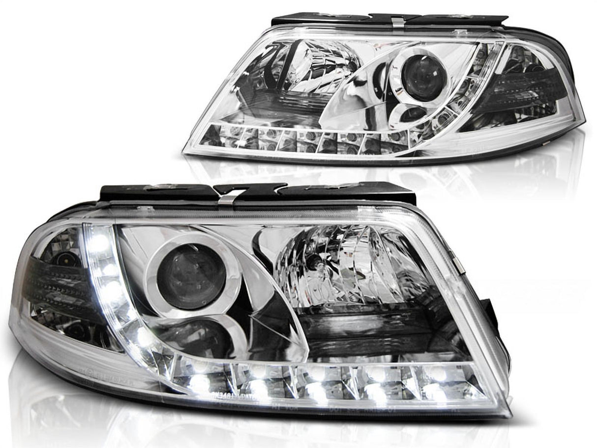 Chrom LED Scheinwerfer für VW Passat 3BG mit Tagfahrlicht-Optik, 09.2000-03.2005