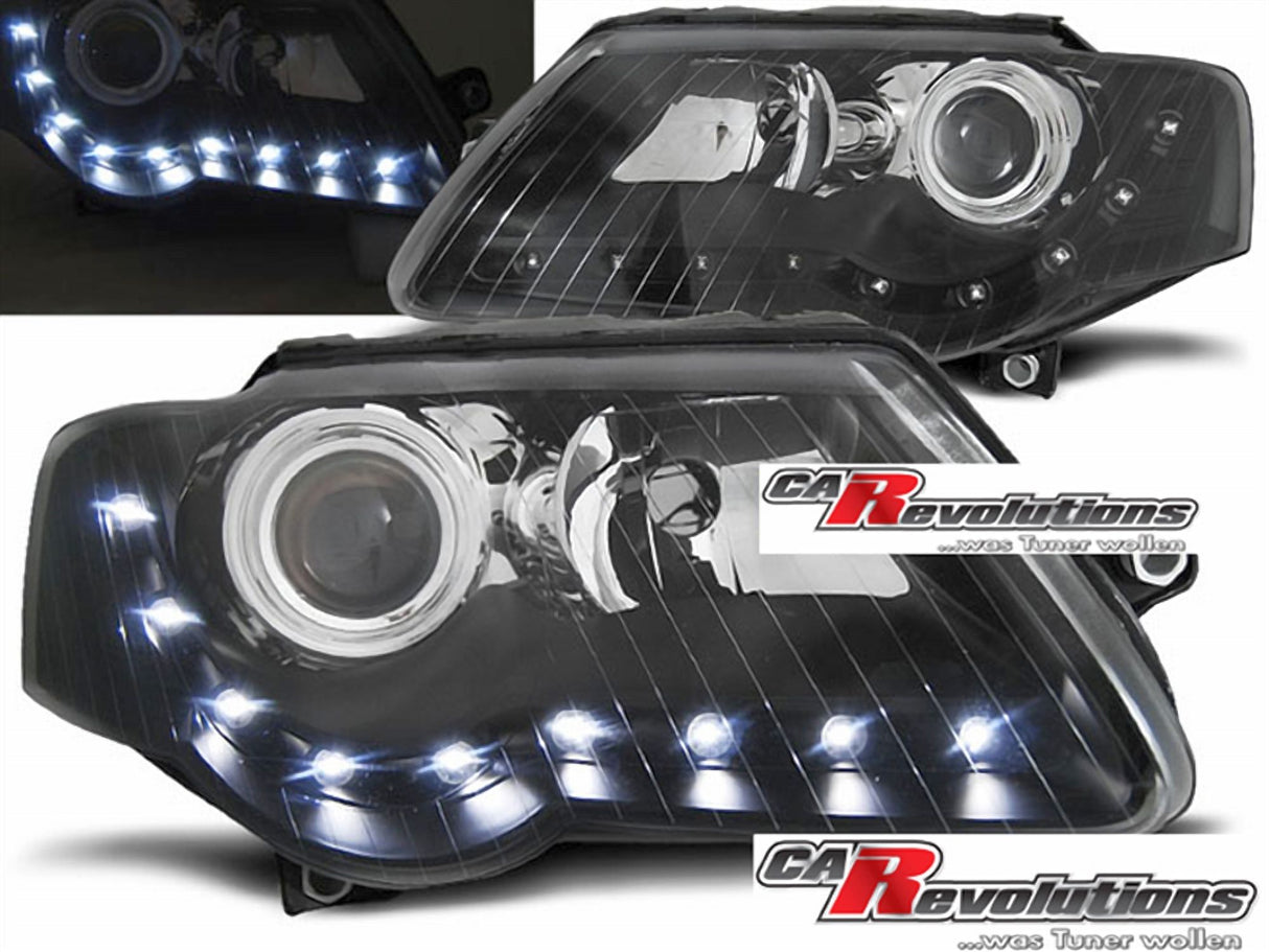 LED Scheinwerfer Set 03-05 10 mit Tagfahrlicht-Optik für VW Passat 3C schwarze