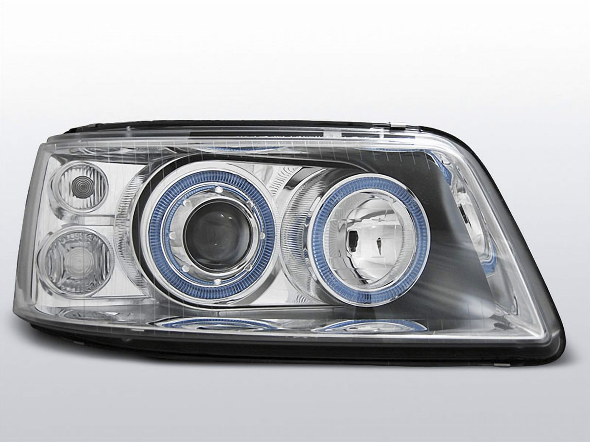 LED Scheinwerfer mit blauen Ringen für VW T5 - Tuning Scheinwerfer mit moderner Optik