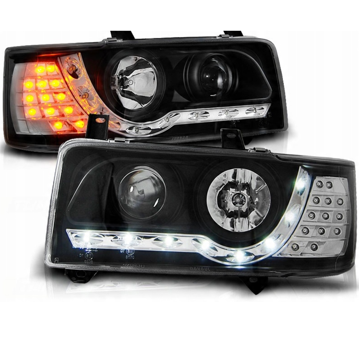 Led Scheinwerfer für VW T4 Bus 1990-2003 schwarz kurzer Vorderwagen