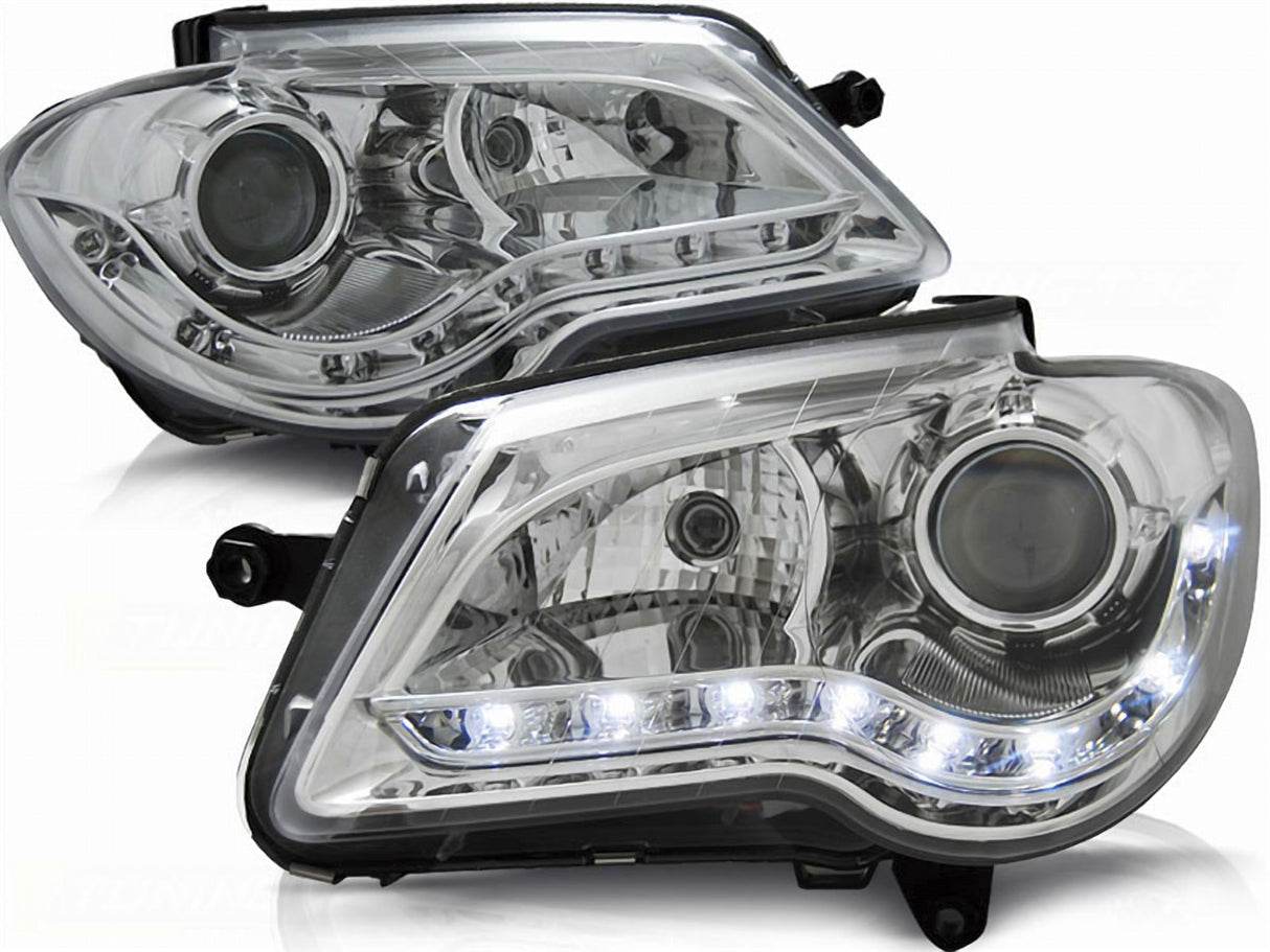 LED Scheinwerfer für VW Passat B6 mit Tagfahrlicht-Optik, Chrom