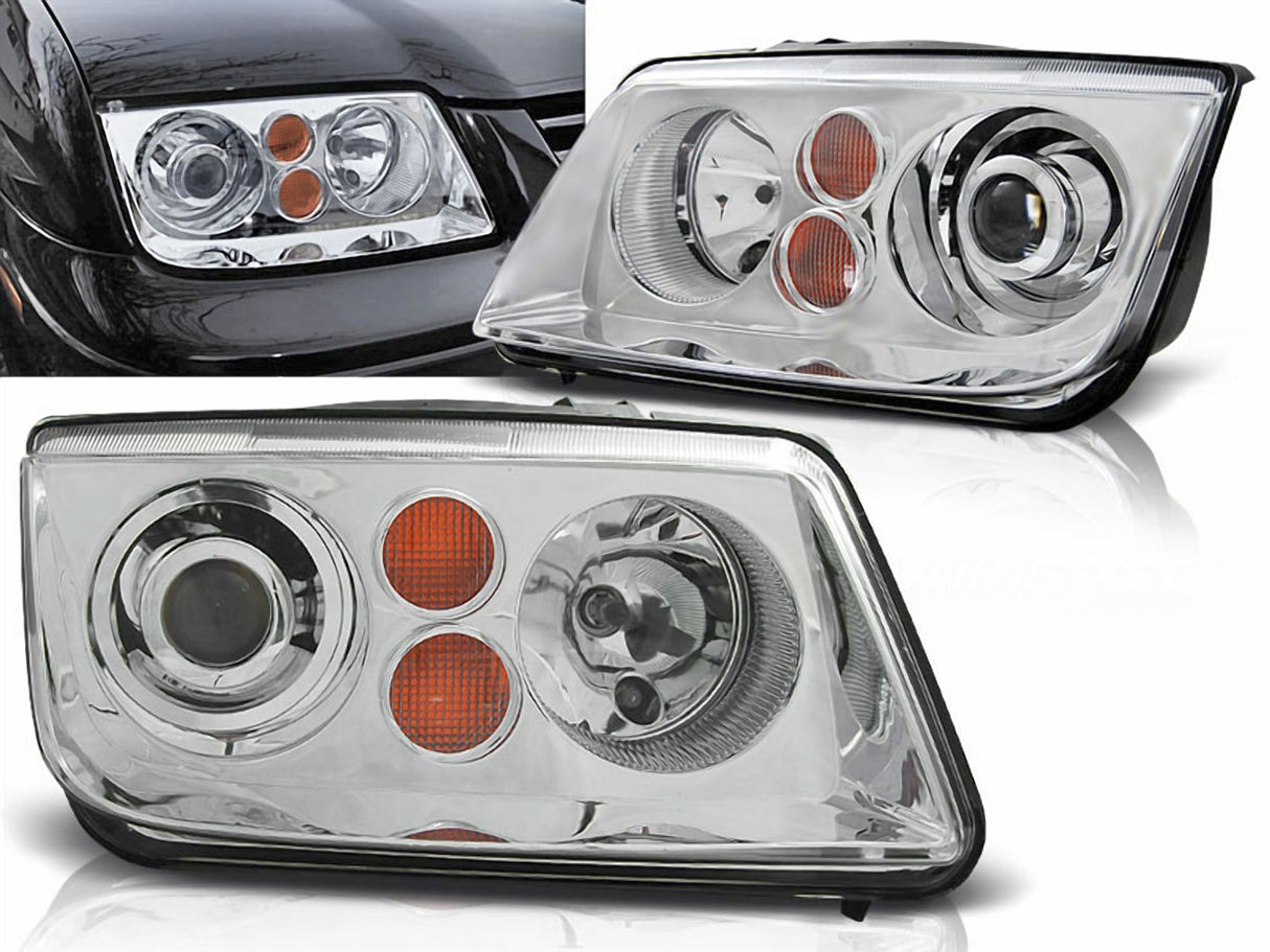 Chrom Scheinwerfer Set für VW Bora 09.1998-07.2005, LED-Tuning-Scheinwerfer für Ihr Fahrzeug