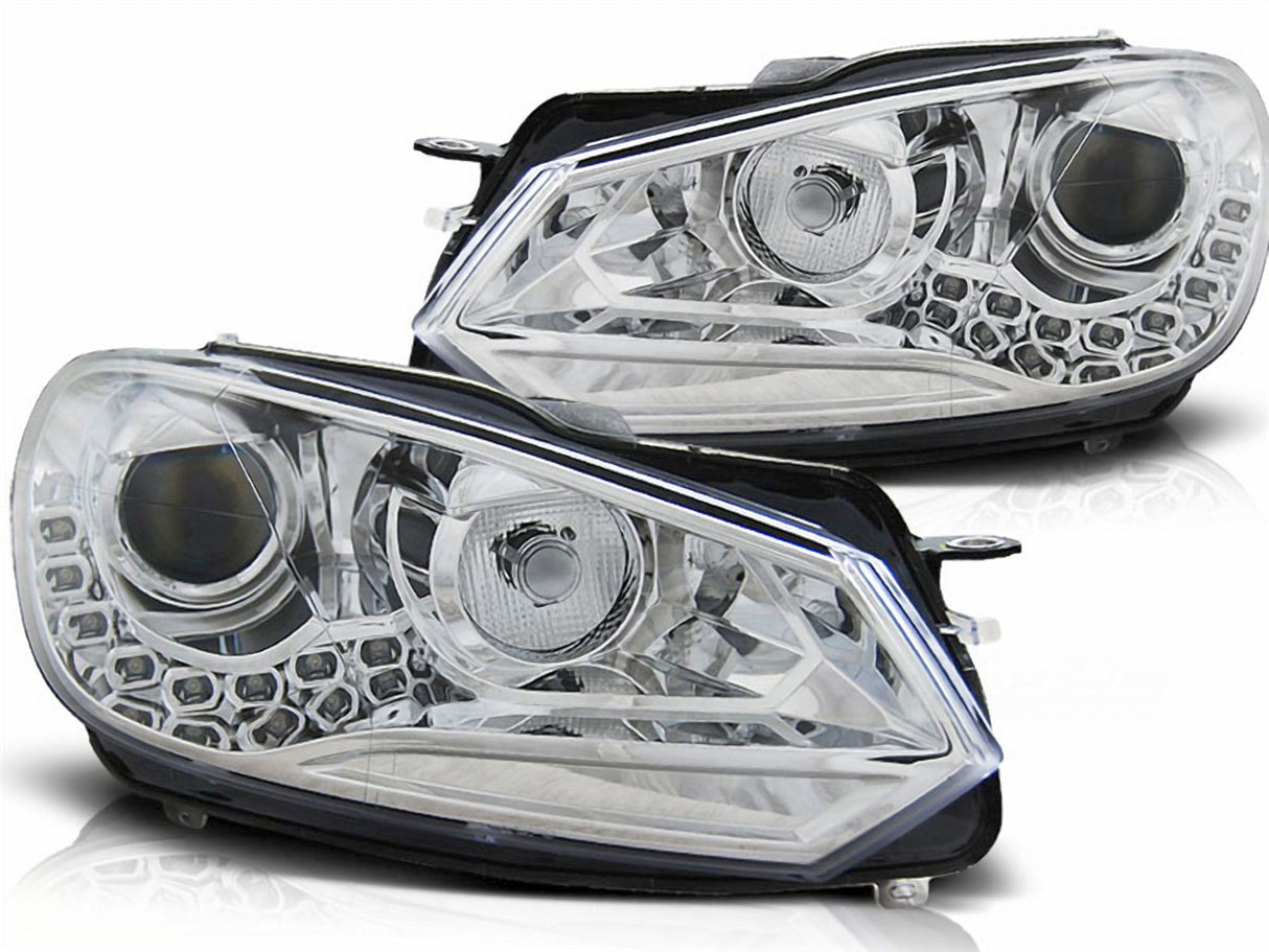 LED Scheinwerfer für VW Golf 6 mit Waben-Design und Klarglas, Tuning Scheinwerfer