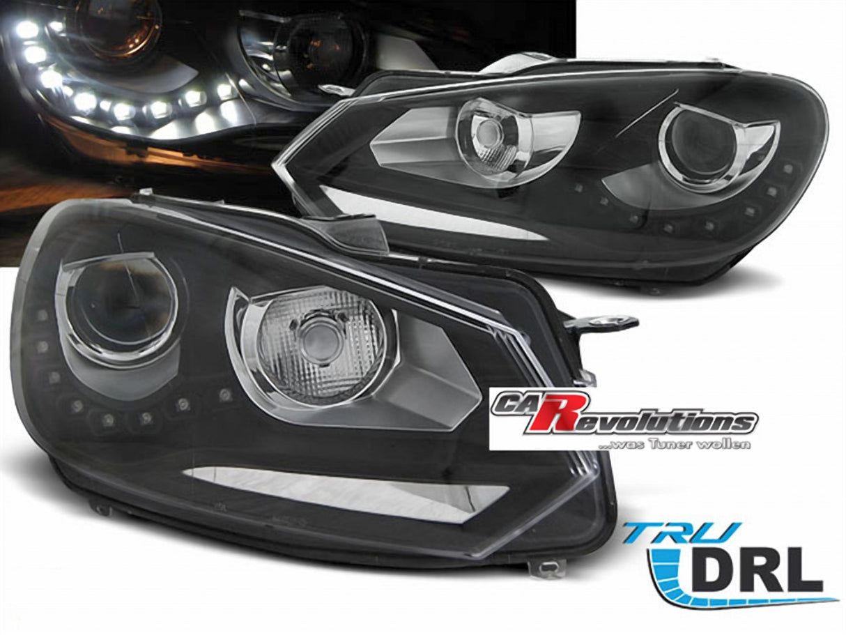 LED Tagfahrlicht Scheinwerfer in schwarz für VW Golf 6 VI 10.2008-2012