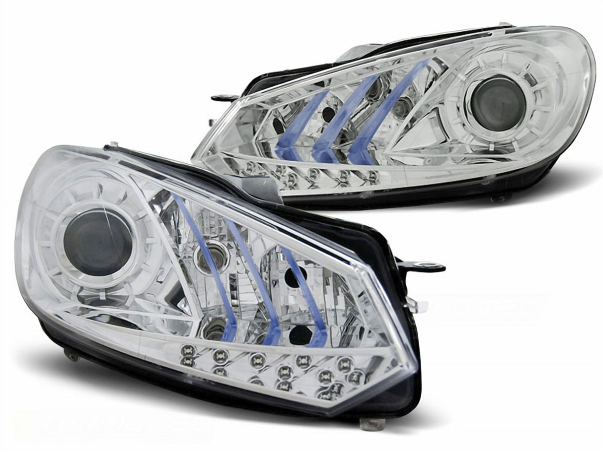 LED Scheinwerfer für VW Golf 6 mit blauen Akzenten und integrierten LEDs