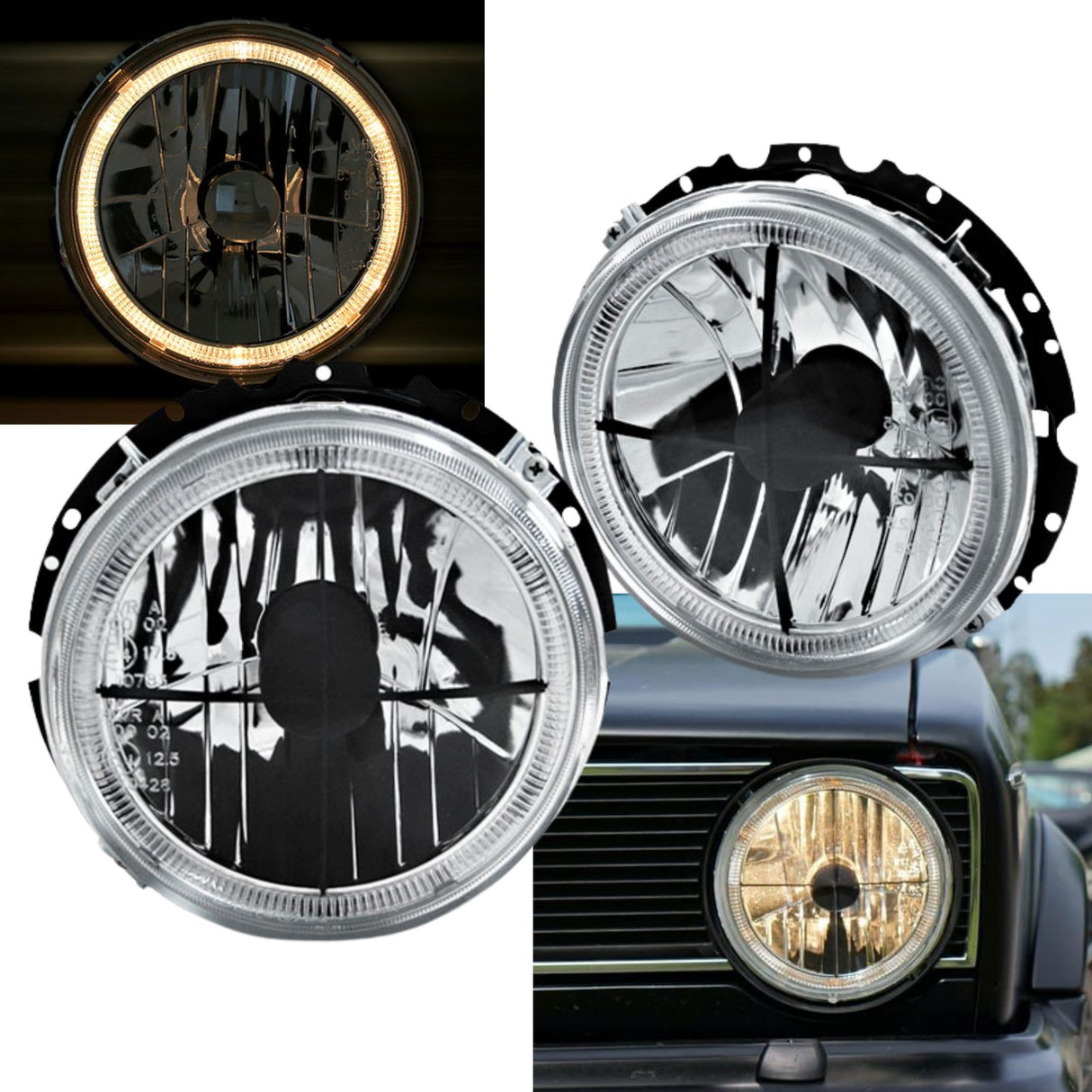 Angel Eyes Scheinwerfer in chrom Cross Look für VW Golf 1 05.1974-07.1983