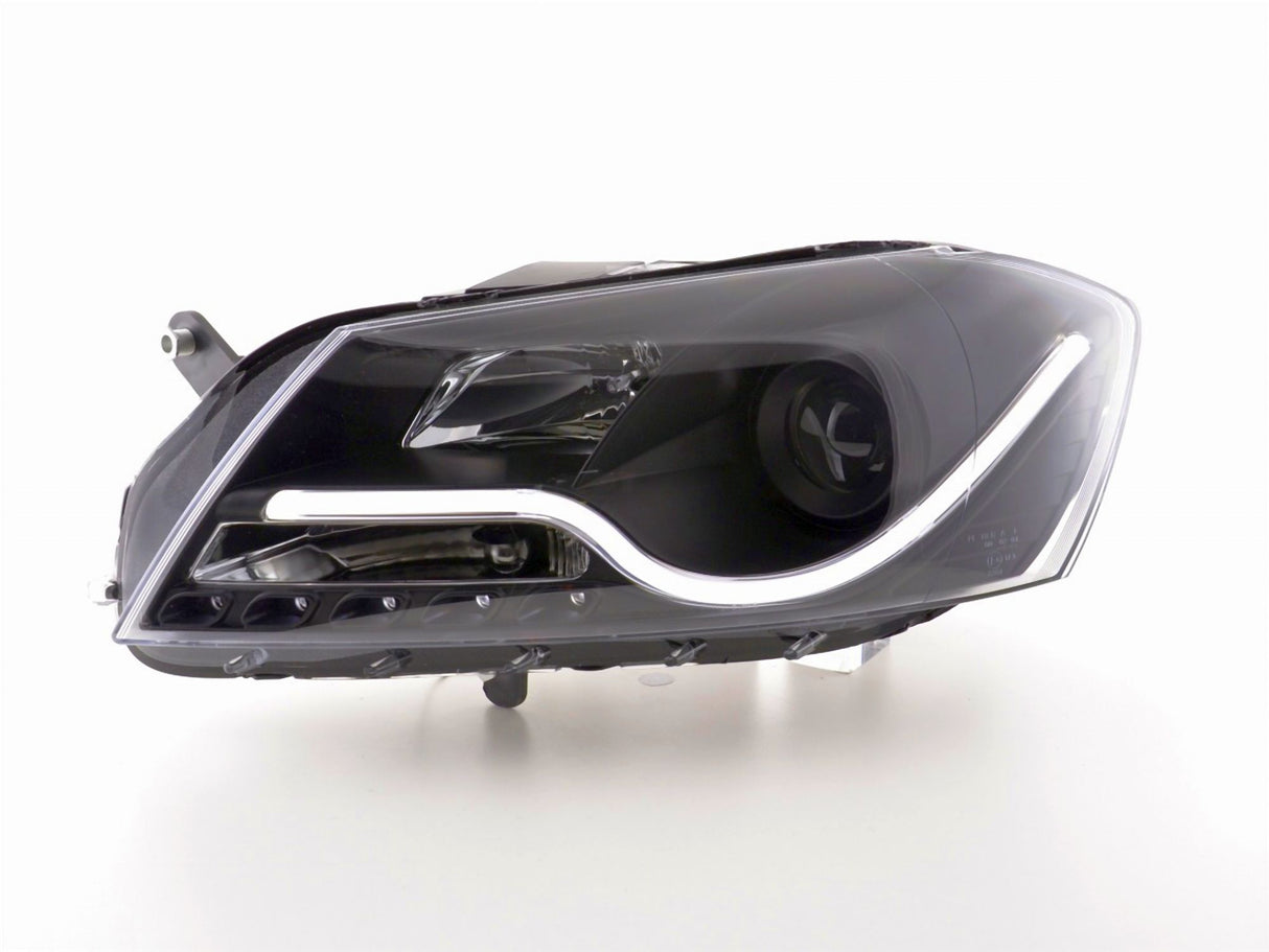 Schwarzer LED-Scheinwerfer mit weißer Lichtleiste für Audi A4 B8 08-11, Tagfahrlicht-Optik
