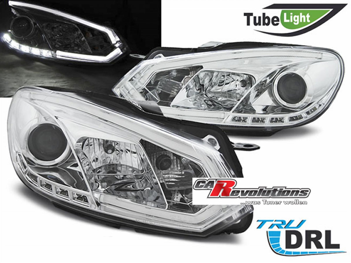 Tagfahrlicht Scheinwerfer mit DRL-Logo für VW Golf 6 chrom Light Tube LED